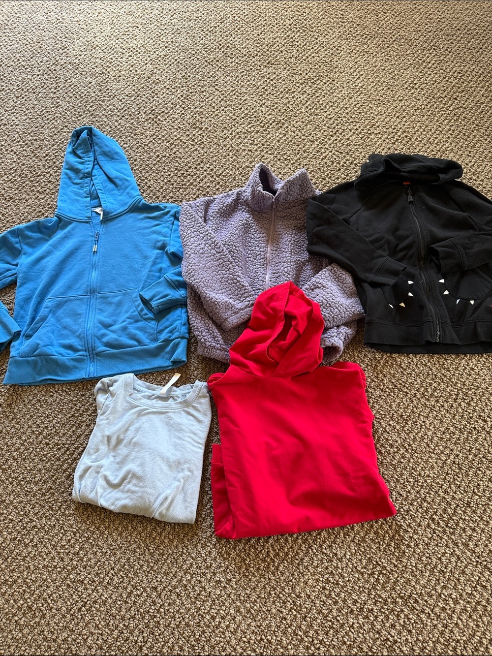 Girls bundle of 5 hoodies and sweatshirts size large various brands